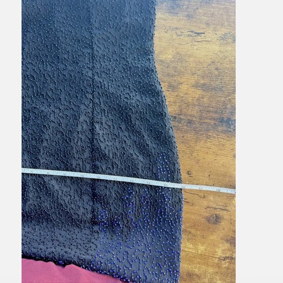 Cassandra Stone Fully Beaded Black Blue Ombre Silk Evening Gown - Size 2 - Picture 9 of 11